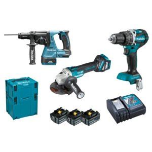 MAKITA Aku sada DHP484+DGA513+DHR243 Li-ion LXT 18V/5,0Ah DLX3119TJ