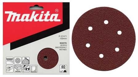 MAKITA papier brúsny suchý zips 150 mm 6 dier K60, 10 ks P-37487