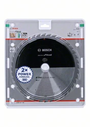 BOSCH Pílový kotúč pre aku píly; Standard for Wood 254x30x2,2/1,6x40T 2608837734