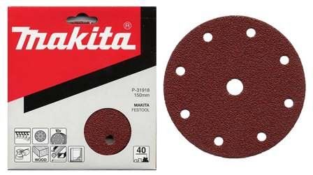 MAKITA papier brúsny suchý zips 150 mm 9 dier K100, 10 ks P-31946