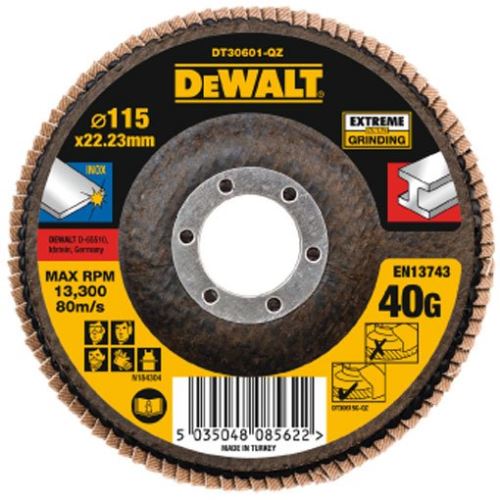 DeWALT brúsny lamelový kotúč Extreme na kov plochý 125 x 22,2 mm 40G DT30602