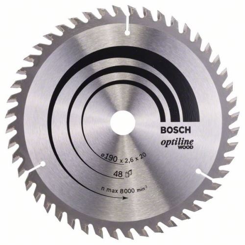 BOSCH Pílový kotúč Optiline Wood 190 x 20/16 x 2,6 mm, 48 2608640614