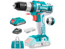 TOTAL Vŕtací skrutkovač AKU s príklepom, 20 V Li-ion (2x), 2000mAh, Sada 50ks, industrial TIDLI2002