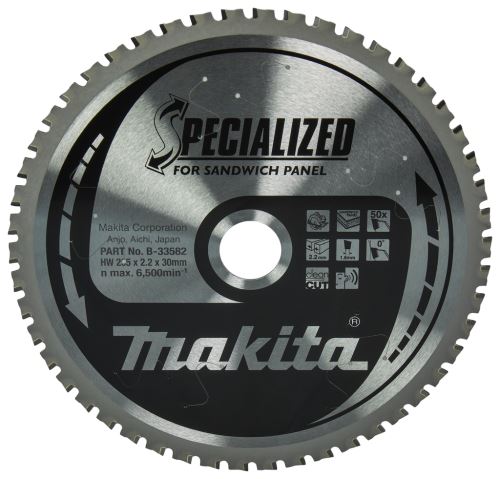 MAKITA kotúč pílový sendvičové panely SPECIALIZED 235x2.2x30 mm 50 zubov B-33582