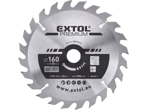 EXTOL PREMIUM kotúč pílový s SK plátkami, O 160x2, 6x20mm, 24T 8803213