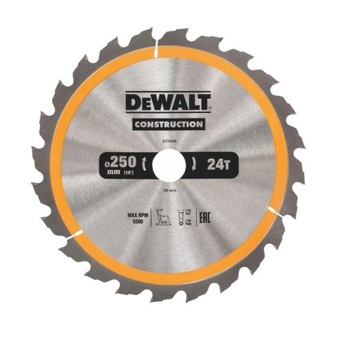 DeWALT Pílový kotúč (ideálny pre píly FLEXVOLT) ATB 10°, 250 x 30 mm, 24 zubov DT1956