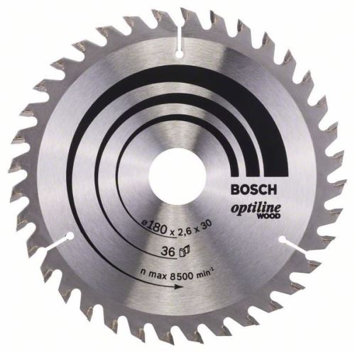 BOSCH Pílový kotúč Optiline Wood 180 x 30/20 x 2,6 mm, 36 2608640609