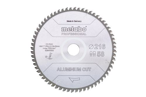 Metabo Pílový kotúč ALUMINIUM CUT – Professional“, 216 x 30 mm, Z58 FZ/TZ,  5°NEG 628443000