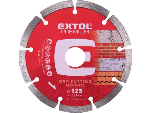 EXTOL PREMIUM kotúč diamantový rezný segmentový - suché rezanie, O 125x22, 2x2mm 108712