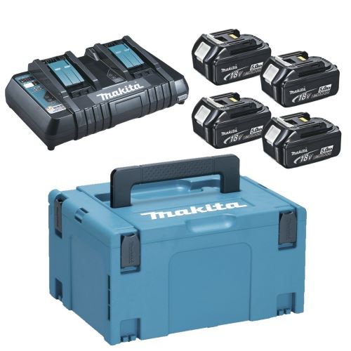 MAKITA súprava Li-ion LXT 18V 4 ks BL1850B+1 ks DvojnabíjačkaDC18RD+1 ks Makpac 197626-8