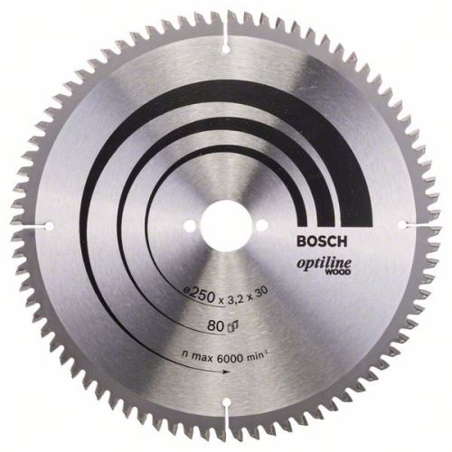 BOSCH Pílový kotúč Optiline Wood 250 x 30 x 3,2 mm, 80 2608640645