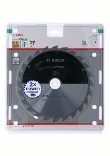 BOSCH Pílový kotúč pre aku píly; Standard for Wood 216x30x1,7/1,2x24T 2608837721