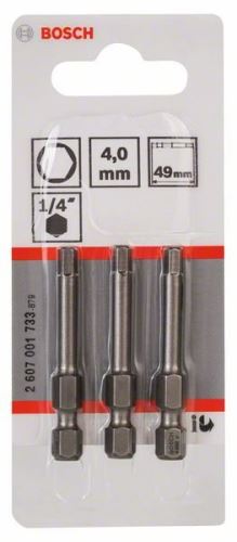 BOSCH Skrutkovací bit zvlášť tvrdý Extra-Hart HEX 4, 49 mm (3 ks) 2607001733