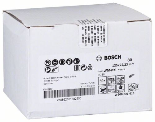 BOSCH Fíbrový brúsny kotúč R780, Best for Metal + Inox 115 × 22,23 mm, G36 2608621604