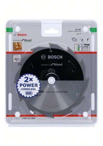 BOSCH Pílový kotúč pre aku píly; Standard for Wood 165x15,875x1,5/1,0x12T 2608837680