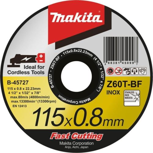 Makita Kotúč rezný 115×0,8×22.23 mm nerez B-45727