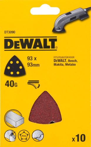 DeWALT Brúsny papier 93 x 93 mm, P40 suchý zips, (10 ks) DT3090