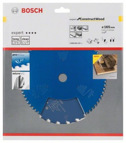 BOSCH Pílový kotúč Expert for Construct Wood 165 x 20 x 2,0 mm, 24 2608644137