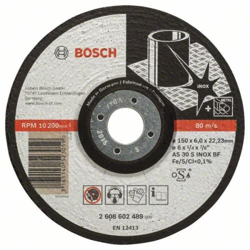 BOSCH Hrubovací kotúč profilovaný Expert for Inox AS 30 S INOX BF, 150 mm, 6,0 mm 2608602489