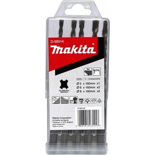 MAKITA sada vrtákov SDS-Plus 5; 6; 8x100/160 mm, 5 ks D-58914