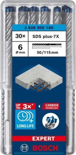 BOSCH EXPERT vrták SDS plus-7X, 6x50x115 30ks 2608900180