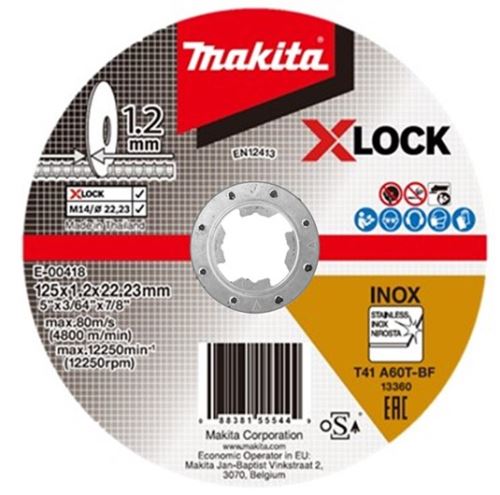 MAKITA kotúč rezný nerez X-Lock 125x1.2x22.23 mm E-00418