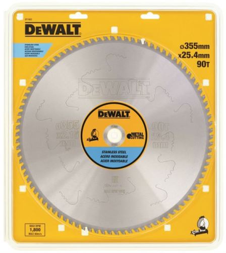 DeWALT Pílový kotúč EXTREME na rezanie nerezovej ocele, 355 x 25,4 mm, 90 zubov DT1922