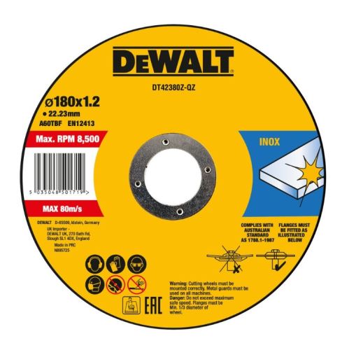 DeWALT Rezný kotúč na nerezovú oceľ INOX 180 x 6 x 22,23 mm DT42380Z