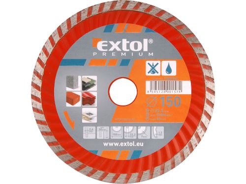 EXTOL PREMIUM Kotúč diamantový rezný, turbo - suché i mokré rezanie, 230x22,2x3mm, 108755