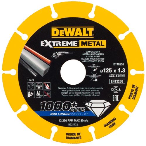 DeWALT Diamantový kotúč EXTREME METAL 125 x 1,3 mm DT40252