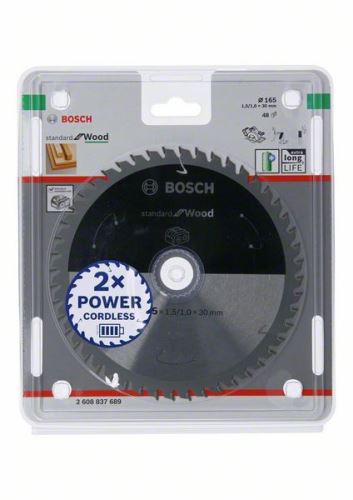 BOSCH Pílový kotúč pre aku píly; Standard for Wood 165x30x1,5/1,0x48T 2608837689