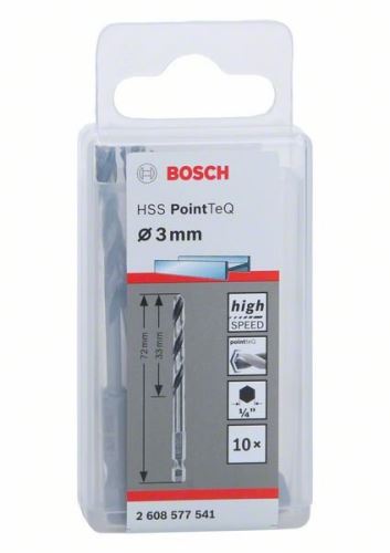 BOSCH Vrták do kovu HSS PointTeQ HEX so 6-hrannou stopkou; 3.0 mm 2608577541