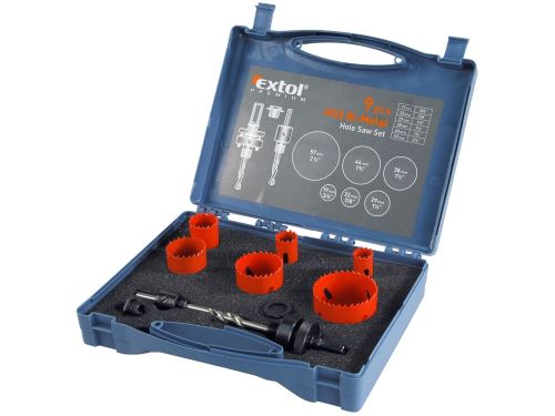 EXTOL PREMIUM vrtáky korunkové, inštalatérske, 6 priemerov O 19-57mm, HSS/Bi-metal 8801602