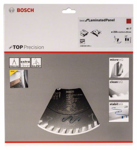 BOSCH Pílový kotúč do okružných píl Top Precision Best for Laminated Panel Abrasive 250 x 30 x 3,2 mm, 48 2608642104