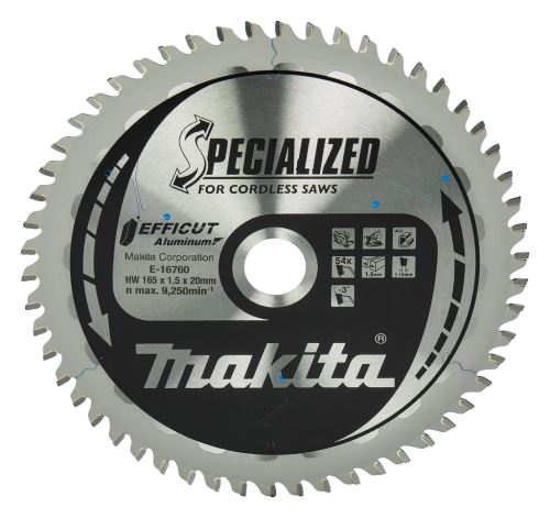 MAKITA kotúč pílový hliník Efficut 165x1.5x20 mm 54 zubov E-16760