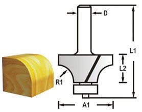 MAKITA Zaobľovacia fréza s ložiskom stopka 8 mm, 19x9, 5x53 mm R 32 mm D-48359