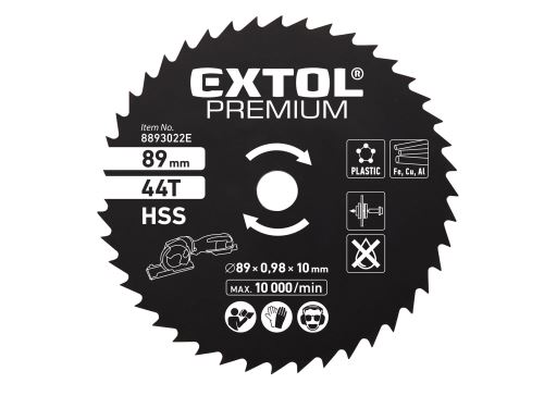 EXTOL PREMIUM Kotúč pílový HSS, ∅89x1x10mm, 44T