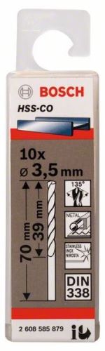 BOSCH Vrtáky do kovu HSS-Co, DIN 338 3,5 x 39 x 70 mm (10 ks) 2608585879