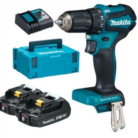 MAKITA Aku bezuhlíkový skrutkovač Li-ion LXT 18V/2,0 Ah, Makpac DDF485RAJ