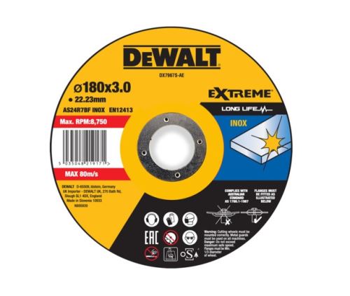 DeWALT Rezný kotúč EXTREME 180 x 22,23 x 3 mm Inox Type 42 DX7967S