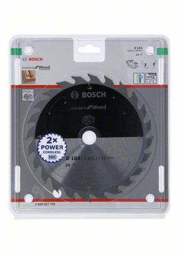 BOSCH Pílový kotúč pre aku píly; Standard for Wood 184x20x1,6/1,1x24T 2608837702