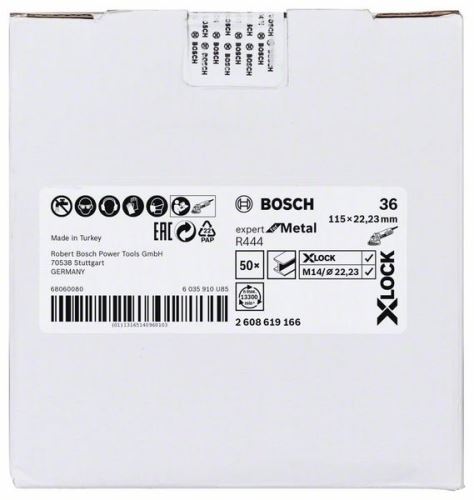 BOSCH X-LOCK Fíbrové brúsne kotúče Expert for Metal systému Ø 115 mm, G 36, R444 2608619166