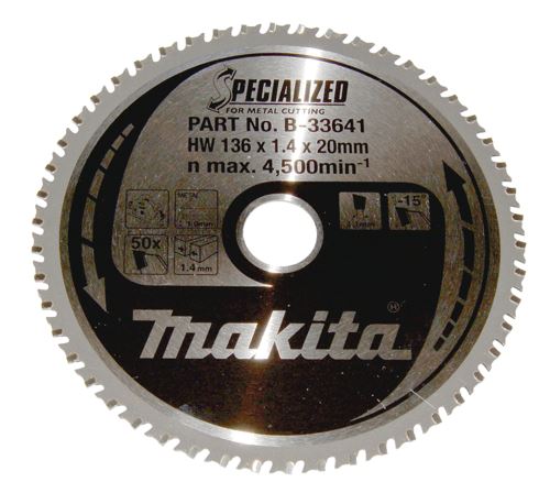 MAKITA kotúč pílový oceľ SPECIALIZED 136x1.4x20 mm 50 zubov B-33641