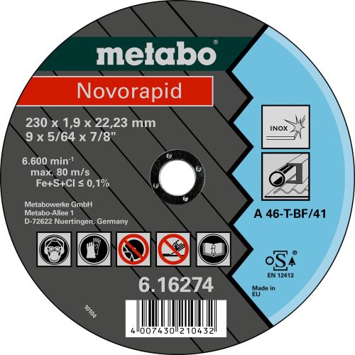 METABO - NOVORAPID 180 X 1,5 X 22,23 INOX, TF 41 (616273000)