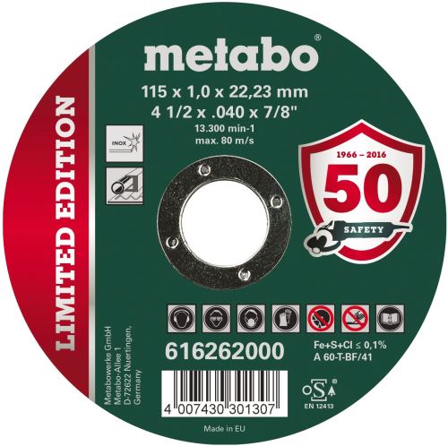 METABO - LIMITOVANÁ EDICE 115 X 1,0 X 22,23 INOX, TF 41 (616262000)