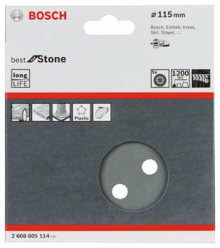 BOSCH Brúsny papier F355, balenie 5 ks 115 mm, 600 2608605113