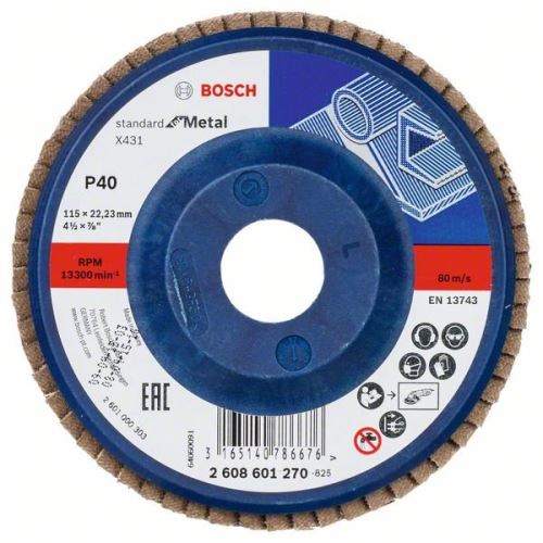 BOSCH Lamelový brúsny kotúč X431, Standard for Metal 115 mm, 22,23 mm, 40 2608601270