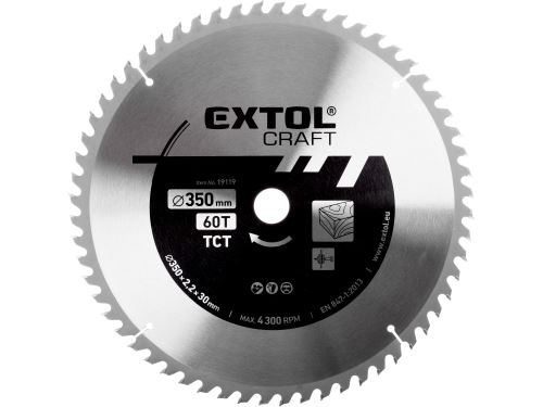 EXTOL CRAFT kotúč pílový s SK plátkami, O 350x3, 2x30mm, 60T 19119