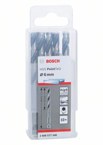 BOSCH Vrták do kovu HSS PointTeQ HEX so 6-hrannou stopkou; 6.0 mm 2608577546