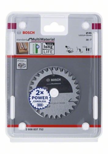 BOSCH Pílový kotúč pre aku píly; Standard for Multi Material 85x15x1,5/1,0x30T 2608837752